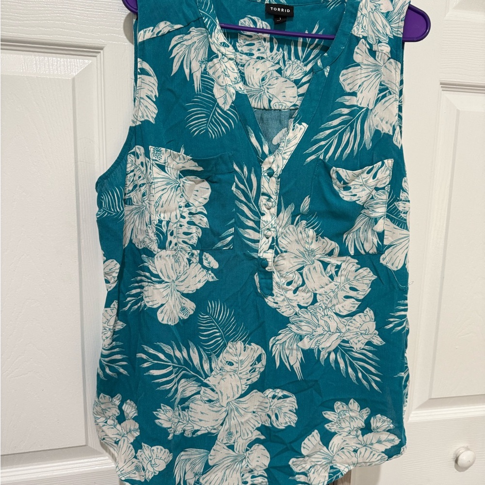 Torrid Teal Floral Women's Top